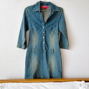 Hot Kiss Vintage 2000s Blue Denim Mini Dress Women's Medium